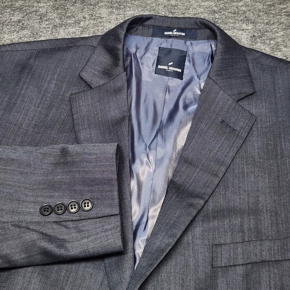 Mens Daniel Hechter Paris Wool Blue Grey Sports Jacket Blazer Suit Coat 46R